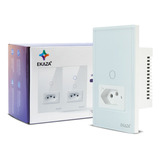 Interruptor Wifi Inteligente Ekaza 1 Botão Touch Com Tomada Smart Automação Tuya Alexa Google Home Ekat t218 1pb Branco