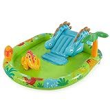 Intex 57166EP Pequeno Dinossauro Tema Piscina Piscina Piscina Centro De Brincar Com Pulverizador De Palmeira- Mini Slide E Dinossauro Inflável