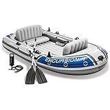 Intex Excursion 4 Conjunto De Barcos Infláveis Para 4 Pessoas Com Remo De Alumínio E Bomba De Ar De Alto Rendimento Modelo Mais Recente 