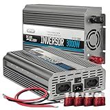 Inversor 12v Para 220v 3000w Pico 6000w Conversor De Tensão E Carregador De Bateria Compatível Com Placas Solares Até 1500w Com Proteção Acompanha 4 Fusíveis Vermelho De 35A