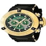 Invicta Relógio Masculino 38999 Subaqua Quartz Cronógrafo Dourado Mostrador Verde Moderno