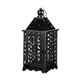 Ioensy Lanterna Marroquina Pendurada Lanterna De Vela Decoração Prática Para Casa Fácil De Usar Ornamento De Ferro Para Pátio Casa Preto 12cmx12cmx30cm