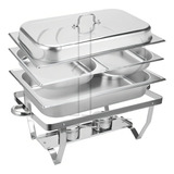 Ipe Cozinhas Rechaud Retangular Duplo Inox 13 L 2 Cubas 1 2x100mm Buffets