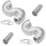 IPower GLDUCT4X8CX2V1 Pacote Com 2 Mangueira De Ventilação Para Secadora De Ar Flexível Não Isolada De 10 Cm 20 Metros Para Ventilação HVAC 4 Grampos De Aço Inoxidável Incluídos