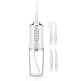 Irrigador Oral Portátil Com 4 Pontas- Recarregável USB Higienizador Bivolt- Elétrico Com 3 Modos- Reservatório De 230ML- Jato De Água Supersônico Para Limpeza Profunda De Dentes- Gengivas E Aparelho Ortodôntico