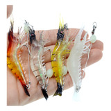 Isca Artificial Camarão Silicone Com Anzol Corvina Kit 5 Un