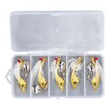 Isca De Pesca Small Metal Vib 5 Peças Rotativa Profissiona