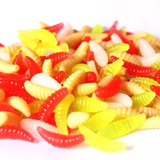 Iscas Artificiais Pesca Larva Bichinho Laranja Kit C 50 Und
