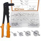 ISPINNER Kit Sortido De Rebites Cegos De Alumínio Com Flange Grande De 60 Peças Com Ferramenta De Rebite Manual Resistente Rebites Pop De 1 20 3 Cm 5 81 3 Cm 3 40 6 Cm