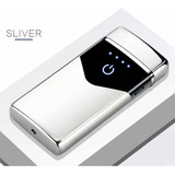Isqueiro Plasma Usb Duplo Feixe Cromado Touch Recarregável