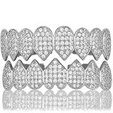 Iuoden Rapper Masculino E Feminino Grillz Dentes De Vampiro Grelhas De Prata Para Seus Dentes Diamond Grillz Para Mulheres Banhado A Ouro 14K Iced Out Hip Hop Dentes Masculinos Fantasia Cosplay Barras