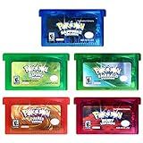 IVXCR 5 Pcs Pokemon Ruby Emerald Sapphire LeafGreen FireRed Version GBA Game Pocket Monster Third Party Cards Gameboy Cartridge Compatible With GBM GBA SP NDS NDSL Reproduction Game Cards 