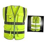 IWOWHERO Safety Segurança Veiculos Motoqueiro Coletes Regatas Camiseta Regata Veículos Colete Refletivo Roupas Refletivas Vários Bolsos Roupas Reflexivas