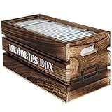 J JACKCUBE DESIGN Caixa De Armazenamento De CD Bandeja Com Alças- Bandeja De Mídia De Madeira Rústica Comporta 30 Capas De CD Para Armazenamento E Organização Em Casa - MK1050B