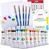 J MARK O Kit De Pintura Inclui Conjunto De Tinta Acrílica Telas Pincéis Paleta E Guia De Mistura De Cores De 20 X 25 Cm