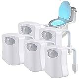 JacobsParts Lâmpada De Vaso Sanitário Com Luz Noturna De Banheiro Luz LED De 8 Cores E Sensor De Movimento Ativado Pacote Com 5 