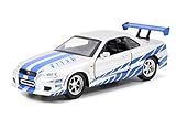 Jada Toys Fast Furious 1 32 Brian S Nissan Skyline Gt R R34 Die Cast Para Carro Prata Azul Brinquedos Para Crianças E Adultos
