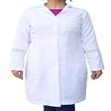 Jaleco Branco Fem Gabardine Acinturado Com Detalhes De Renda Do PP Ao EG Ref 137 GG 