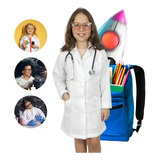 Jaleco Branco Infantil Fem Acinturado Escolar Labor M Longa