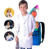 Jaleco Branco Infantil Masculino Labor Escolar Manga Longa