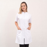 Jaleco Branco Médica Enfermeira Gabardine Premium Feminino