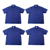 Jaleco Brim Camisa Kit C 4 Botão Manga Curta 1 Reforçado