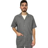Jaleco Brim Uniforme Trabalho Profissional Manga Curta