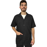 Jaleco Brim Uniforme Trabalho Profissional Manga Curta