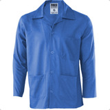 Jaleco Camisa Brim Uniforme Manga Longa 3 Bolsos Botão