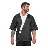 Jaleco Chef Kimono Oxford Preto Sushiman Osaka Full