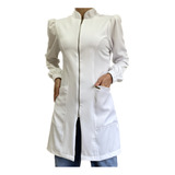 Jaleco Feminino Acinturado Manga Bufante princesa Branco