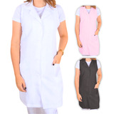 Jaleco Feminino Acinturado Sem Manga Colete Avental Branco
