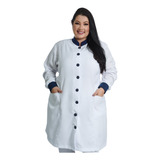 Jaleco Feminino Plus Size Gola Padre Biomédica Com Botões