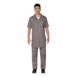 Jaleco Manga Curta Royal Cinza Brim Uniforme Profissional