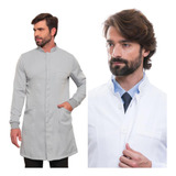 Jaleco Masculino Slim Gabardine C Elastano Gola Padre Botão