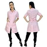Jaleco Oxford Zíper Manga Curta Rosa Bebê Cor Rosa Bebê Tamanho M