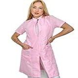 Jaleco Rosa Claro Feminino Oxford Ziper Manga Curta Cor Rosa Claro Tamanho G