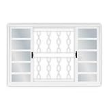 Janela De Aço De Correr 100x100cm 4 Folhas Sem Vidro Com Grade Elo Minas Sul MGM Branco