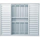 Janela De Alumínio Veneziana 100x100cm 4 Folhas Com Grade Sem Vidro Soft Plus MGM Branco