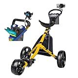JANUS Carrinho De Golfe Carrinho De Saco De Golfe Carrinho De Golfe Dobrável Carrinho De Puxar De Golfe Carrinhos De Golfe De 3 Rodas Com Suporte De Telefone Pescoço De Ganso