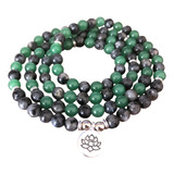 Japamala Jade Verde E Labradorita Pedras Naturais 108 Contas