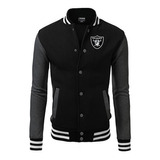 Jaqueta Blusa College Raiders Bordado Black