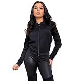 Jaqueta Bomber Feminino Tecido Em Metalassê Com Zíper Super Leve Moda Tendência De Inverno BR Alfa G Regular Regular Preto 