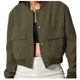 Jaqueta Bomber Longa Casual Feminina