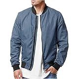 Jaqueta Bomber Masculina Com Gola Com Zíper, Manga Comprida, Jaqueta Casual Moderna De Outono E Inverno Jaqueta Leve, Azul, Gg
