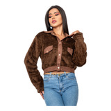 Jaqueta Casaco Blusa Pelinho Pelúcia Feminino De Frio