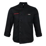 Jaqueta Chef Uniforme Manga Longa Cozinha Hotel M Preto