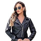 Jaqueta Couro Ecológico Feminino Blusa De Frio Com Zíper Donna Martins Cor:preto;tamanho:m