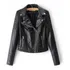 Jaqueta Couro Falso Feminina Slim Curta Outerwear Detalhada 