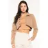 Jaqueta Cropped Feminina Em Sarja Planet Girls Bege Medio